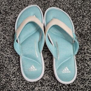Adidas Cloudfoam Surrounded Flip Flops, Mint Teal Blue, Memory Foam Women Sz 8